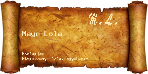 Mayr Lola névjegykártya